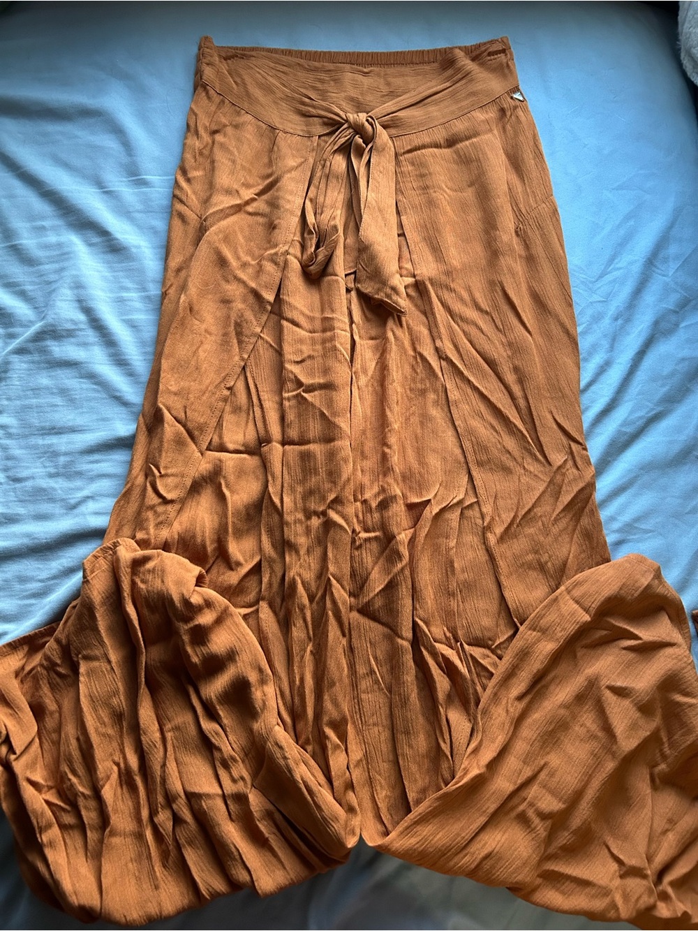 Guess Burnt Orange Tie-Waist Flare Pants